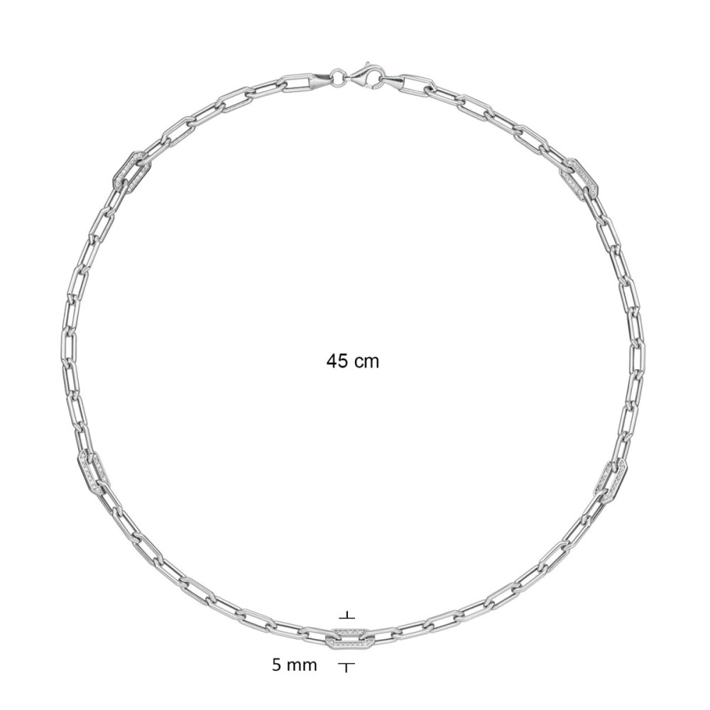 glow-102-0992-45-schakelketting-zilver-paperclipschakel-met-zirkonia-5-mm-breedte-lengte-45-cm