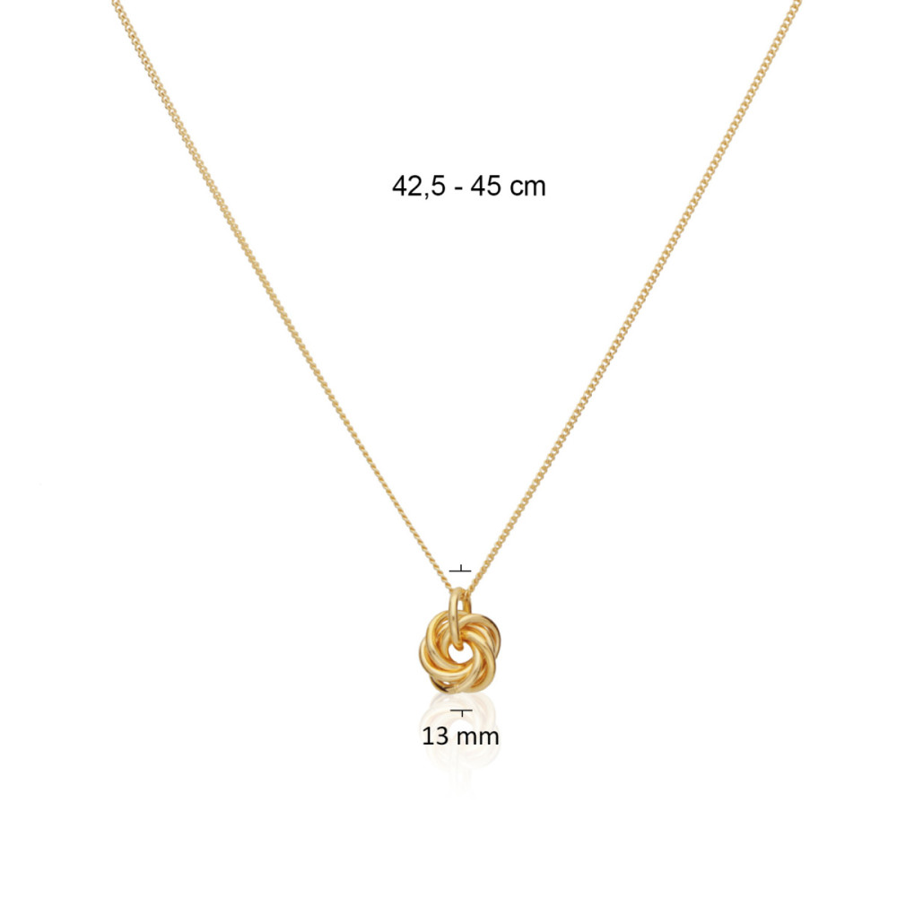 glow-102-8340-45-ketting-met-hanger-gold-plated-knoop-13-mm-diameter-lengte-42-5-45-cm
