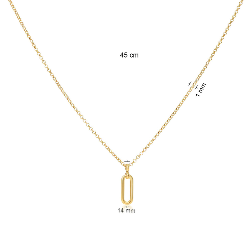 glow-102-8616-45-ketting-met-hanger-gold-plated-ovaal-14-mm-breedte-1-mm-lengte-45-cm