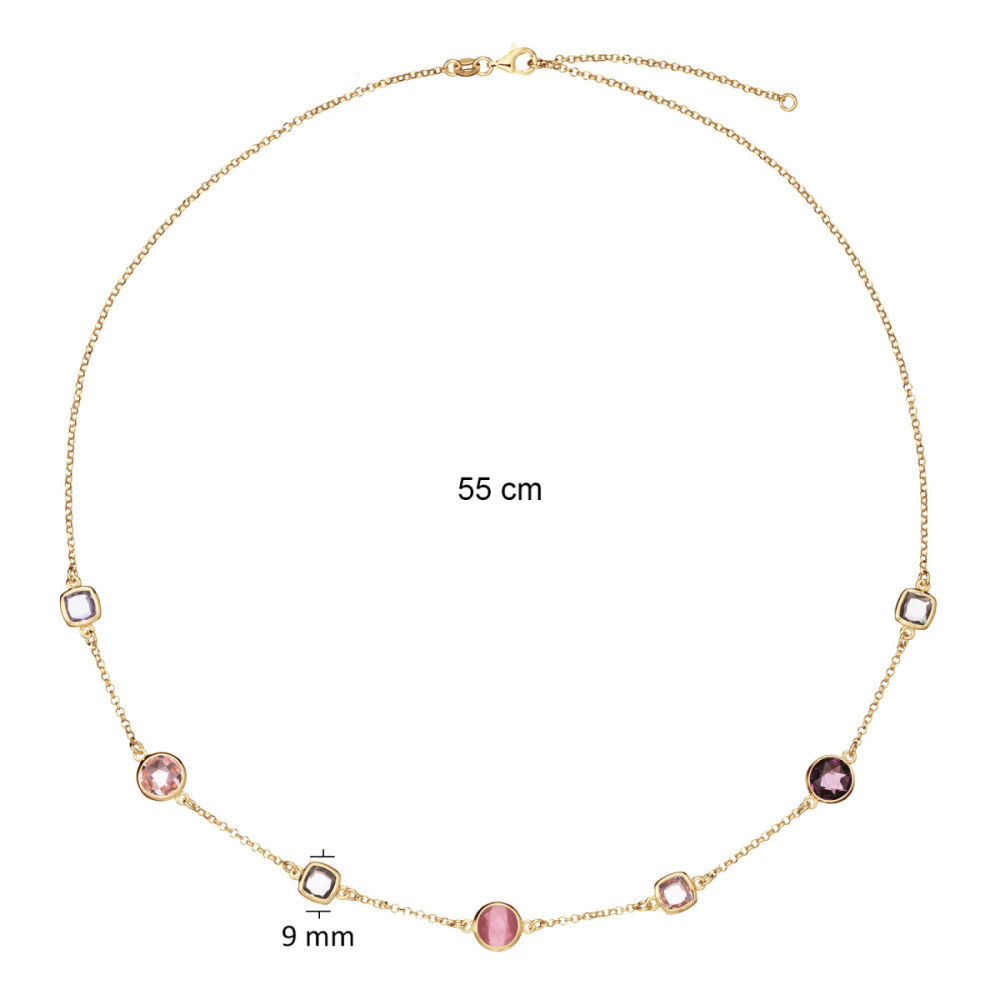 glow-102-8621-55-ketting-met-steen-gold-plated-roze-en-transparante-zirkonia-9-mm-breed-lengte-55-cm