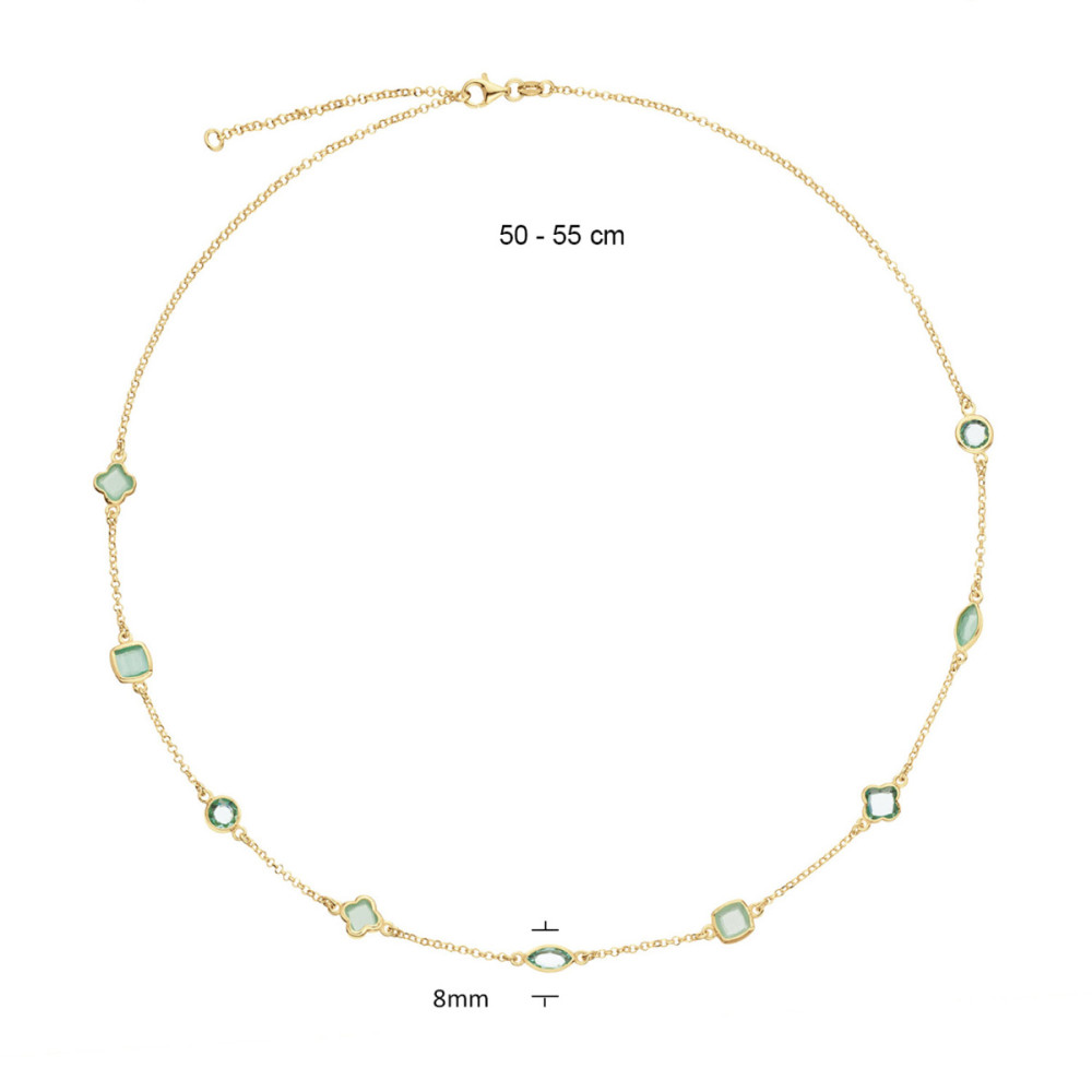 glow-102-8623-55-ketting-met-steen-gold-plated-jasseronschakel-zirkonia-groen-lengte-50-55-cm