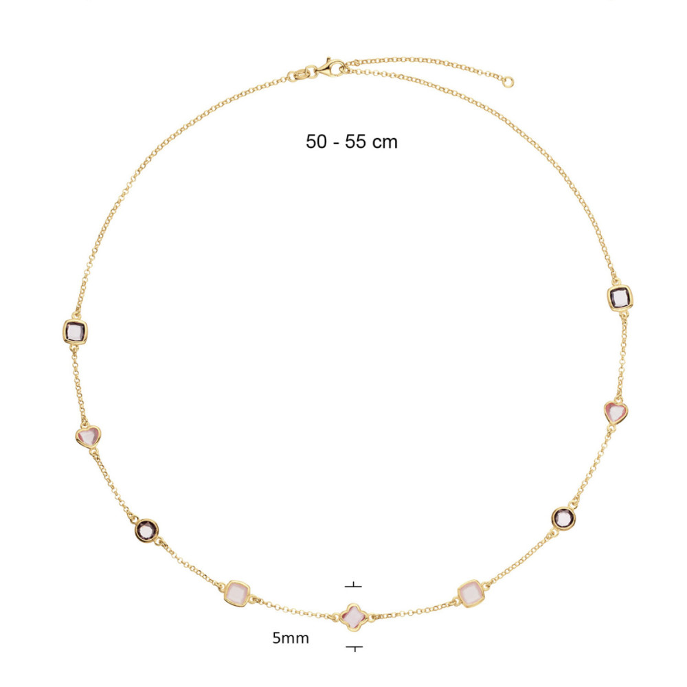 glow-102-8625-55-ketting-met-steen-gold-plated-jasseron-zirkonia-roze-lengte-50-55-cm