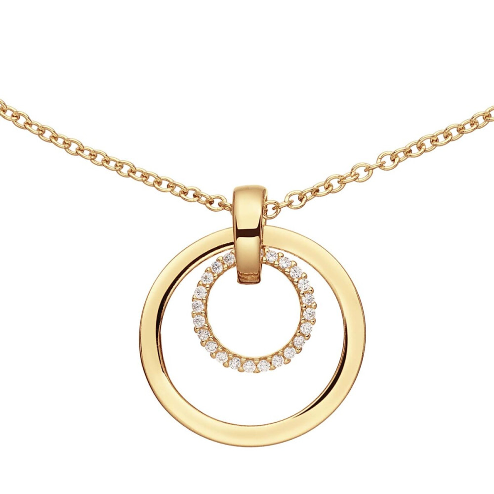 glow-102-8685-45-ketting-met-hanger-goudkleurig-dubbele-cirkel-zirkonia-pave-27-mm-hoog-lengte-42-45-cm