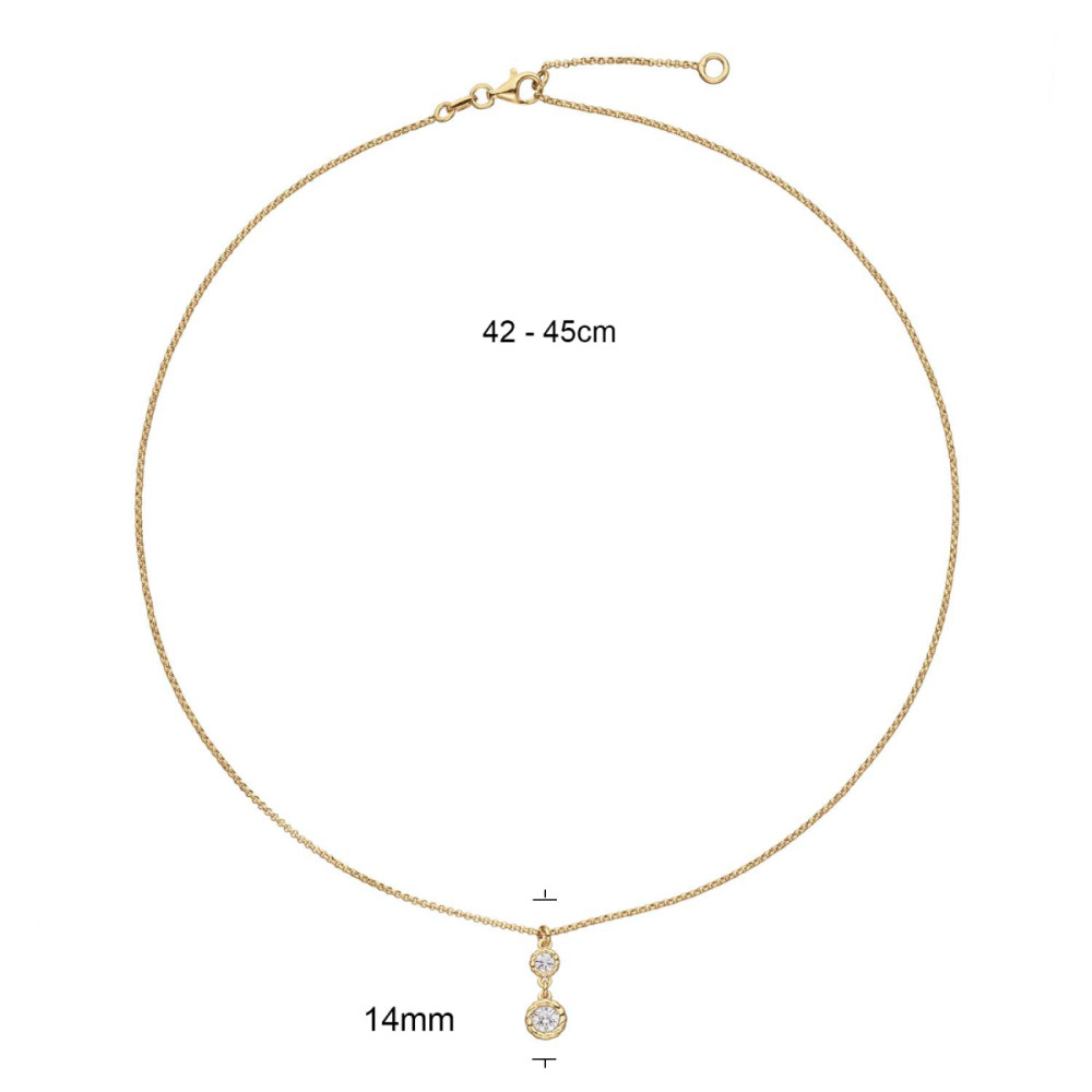glow-102-8748-45-ketting-met-hanger-gold-plated-ronde-zirkonia-14-mm-hoog-lengte-42-45-cm