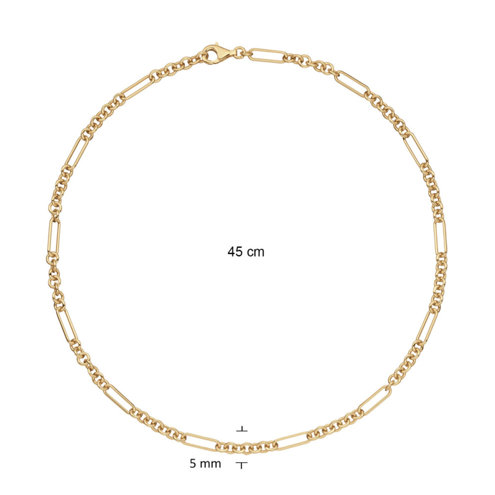glow-102-8990-45-schakelketting-jasseronschakel-gold-plated-5-mm-breedte-lengte-45-cm