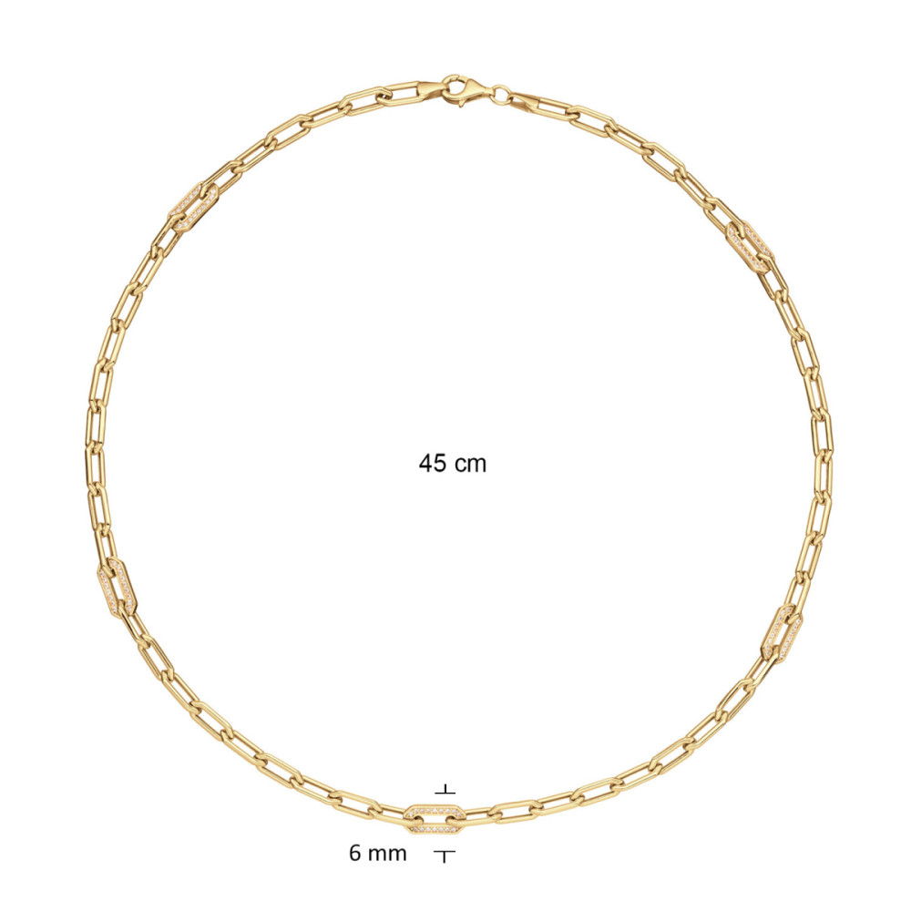 glow-102-8992-45-schakelketting-verguld-anker-met-pave-stenen-6-mm-breedte-lengte-45-cm