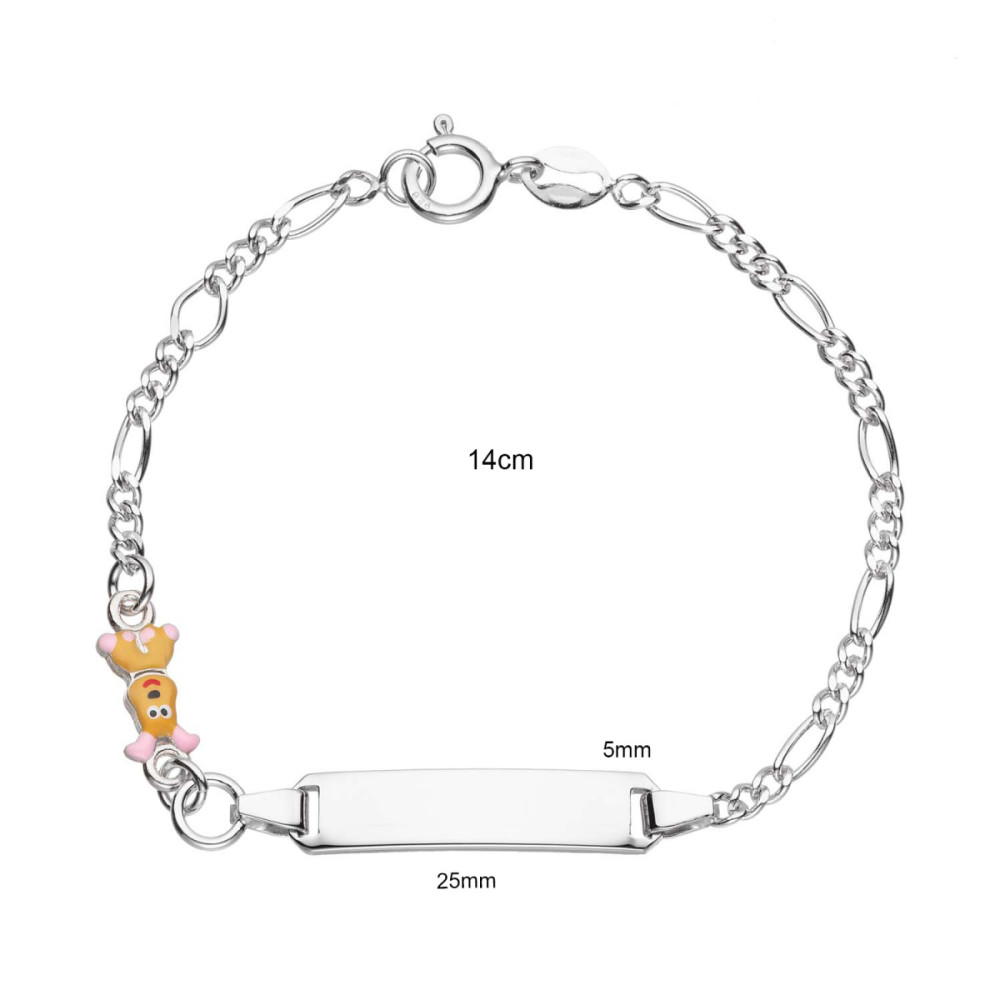 glow-104-0508-14-plaatarmband-kinderen-zilver-emaille-hond-25-mm-breed-x-5-mm-hoog-lengte-14-cm