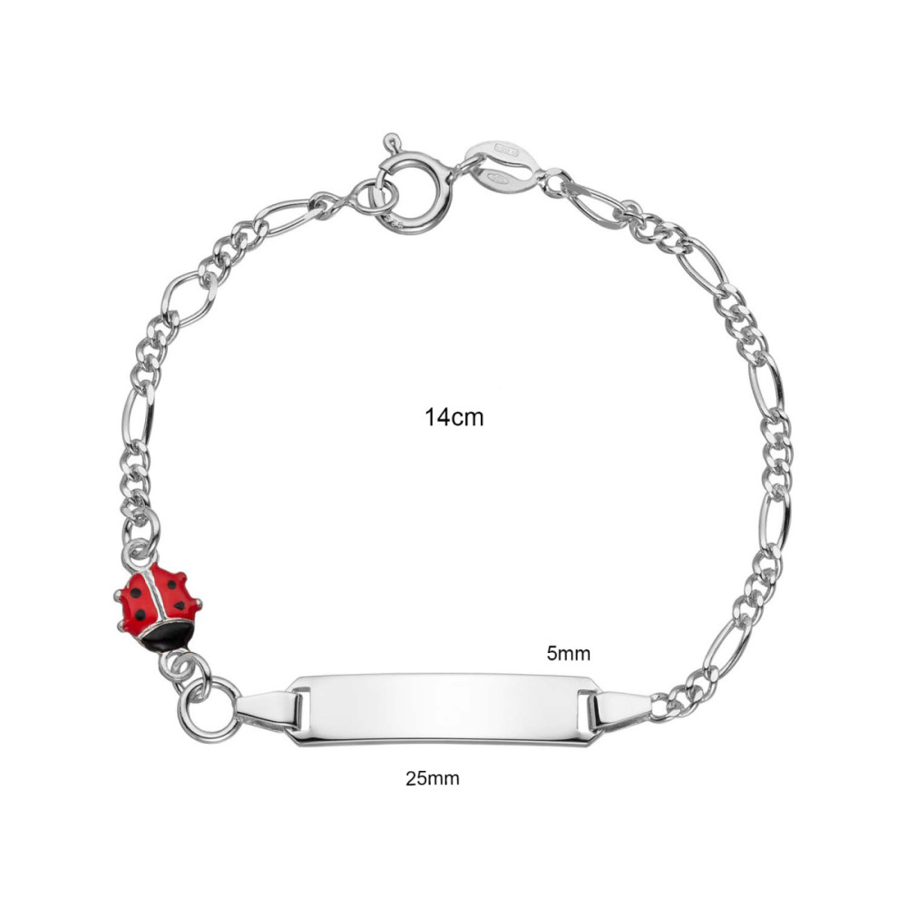 glow-104-0509-14-plaatarmband-zilver-emaille-lieveheersbeestje-25-mm-breed-x-5-mm-hoog-lengte-12-14-cm