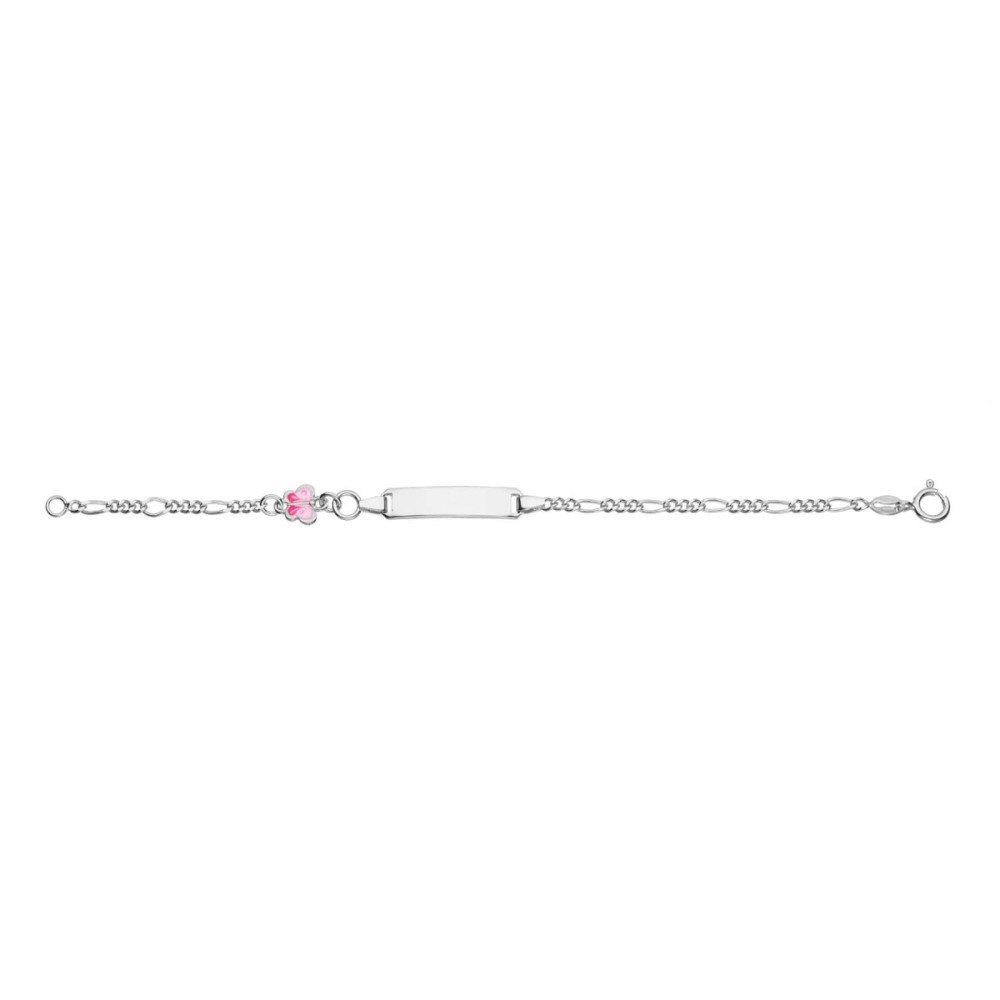 glow-104-0514-14-plaatarmband-kinderen-zilver-emaille-vlinder-25-mm-breed-x-5-mm-hoog-lengte-12-14-cm