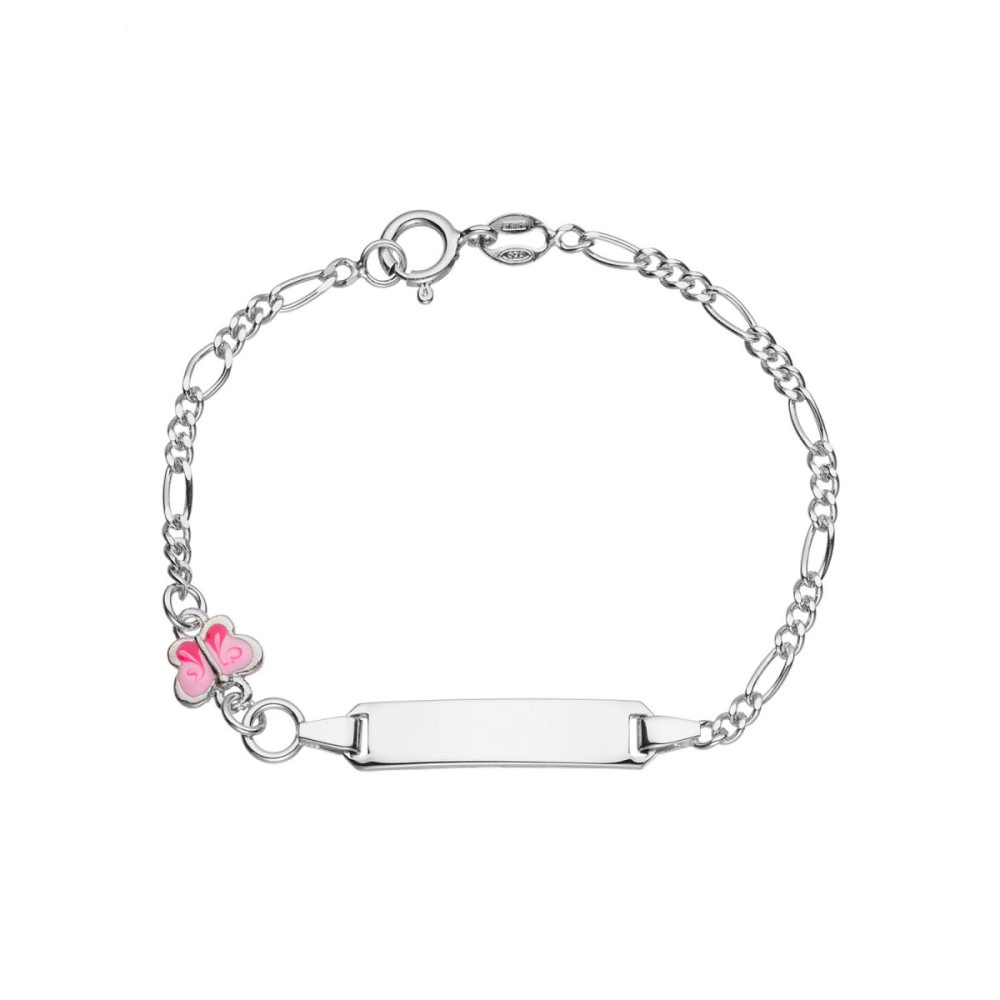 glow-104-0514-14-plaatarmband-kinderen-zilver-emaille-vlinder-25-mm-breed-x-5-mm-hoog-lengte-12-14-cm