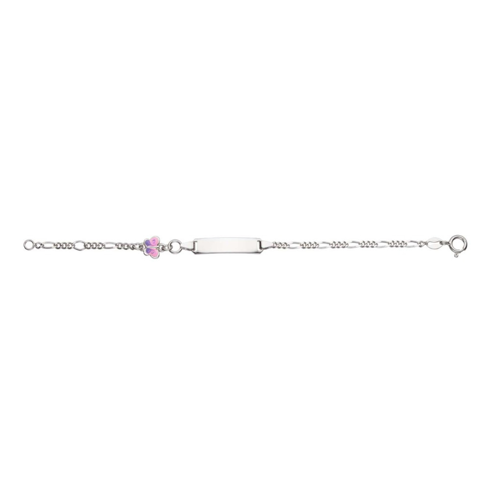 glow-104-0515-14-plaatarmband-kinderen-925-zilver-emaille-vlinder-25-mm-breed-x-5-mm-hoog-lengte-12-14-cm