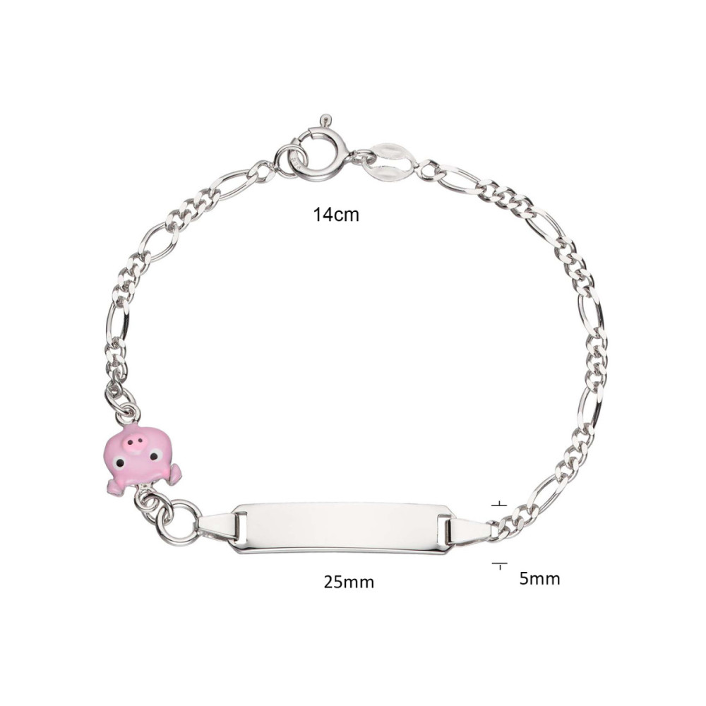 glow-104-0517-14-plaatarmband-kinderen-zilver-emaille-varken-24-mm-breed-x-5-mm-hoog-lengte-12-14-cm