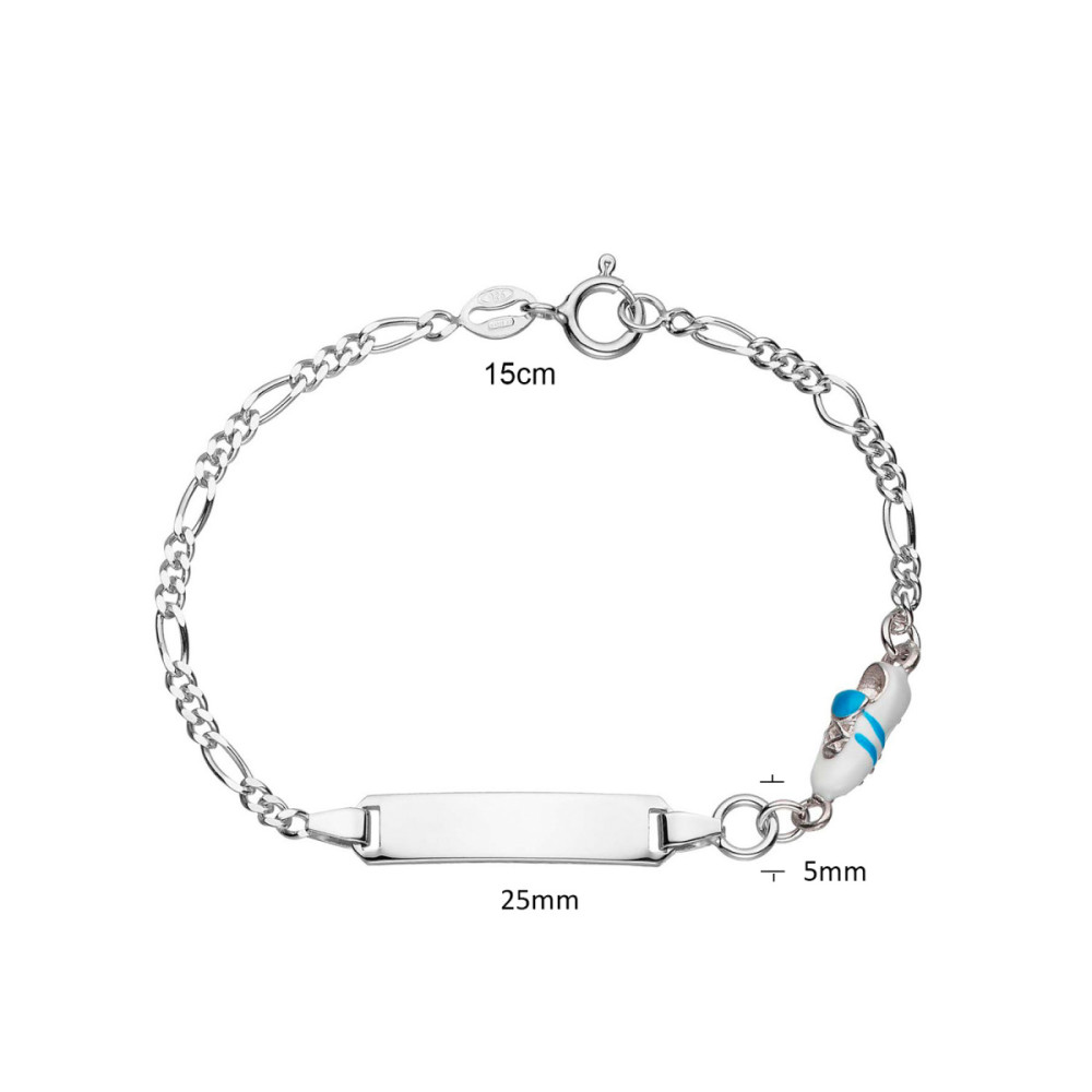glow-104-0525-16-plaatarmband-kinderen-zilver-emaille-voetbalschoen-25-mm-breed-x-5-mm-hoog-lengte-12-14-cm