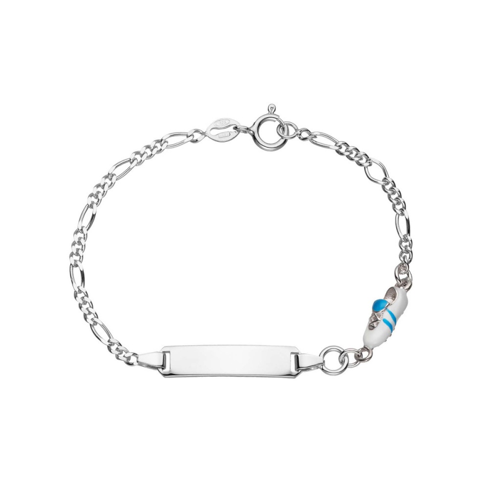 glow-104-0525-16-plaatarmband-kinderen-zilver-emaille-voetbalschoen-25-mm-breed-x-5-mm-hoog-lengte-12-14-cm