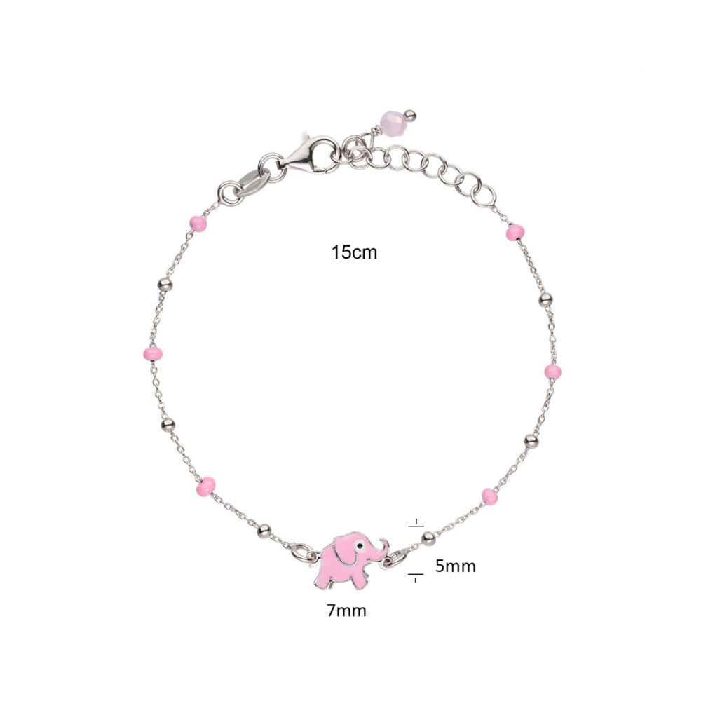 glow-104-0546-16-armband-met-hanger-zilver-roze-olifant-emaille-7-mm-hoog-lengte-16-cm