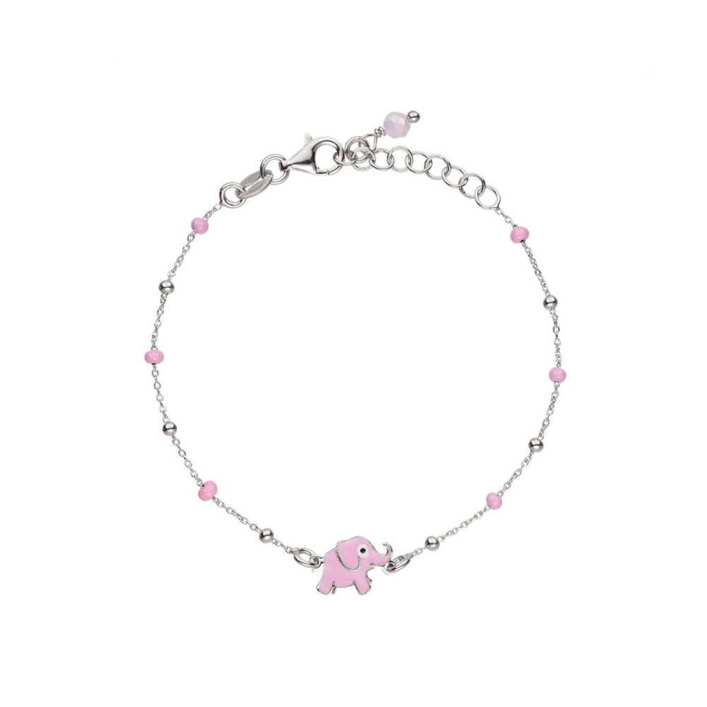 glow-104-0546-16-armband-met-hanger-zilver-roze-olifant-emaille-7-mm-hoog-lengte-16-cm