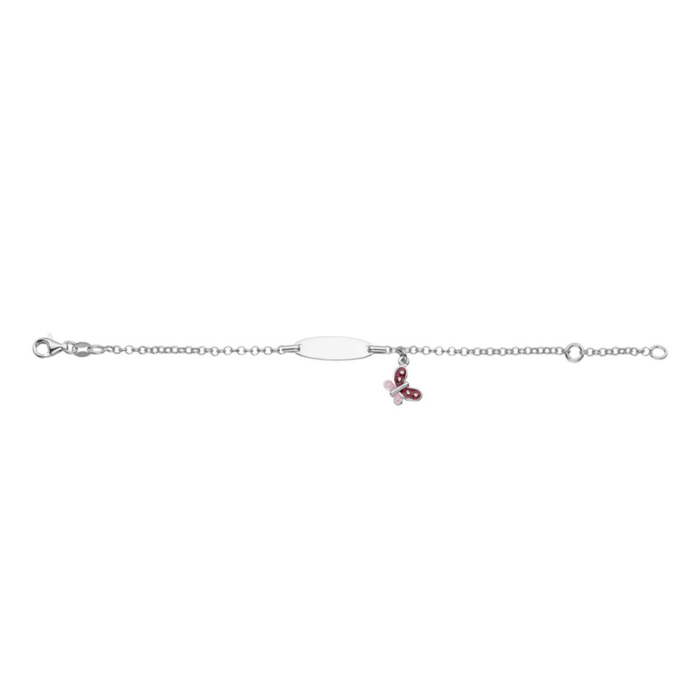 glow-104-0689-16-plaatarmband-kinderen-zilver-glanzend-vlinder-roze-emaille-10-mm-breed-x-5-mm-hoog-lengte-14-16-cm