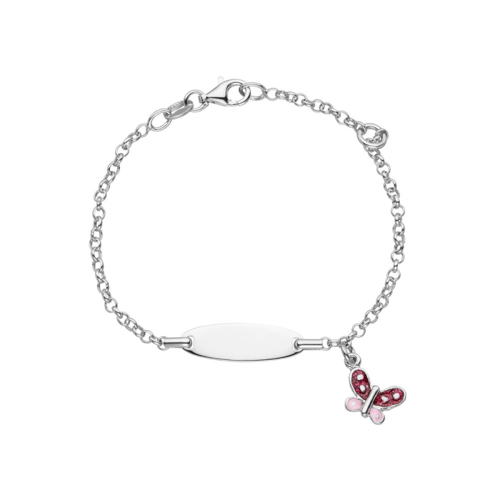 glow-104-0689-16-plaatarmband-kinderen-zilver-glanzend-vlinder-roze-emaille-10-mm-breed-x-5-mm-hoog-lengte-14-16-cm