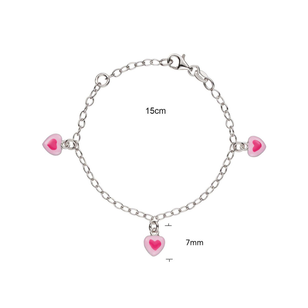 glow-104-0690-16-armband-met-hanger-zilver-roze-hartjes-emaille-7-mm-hoog-lengte-14-16-cm