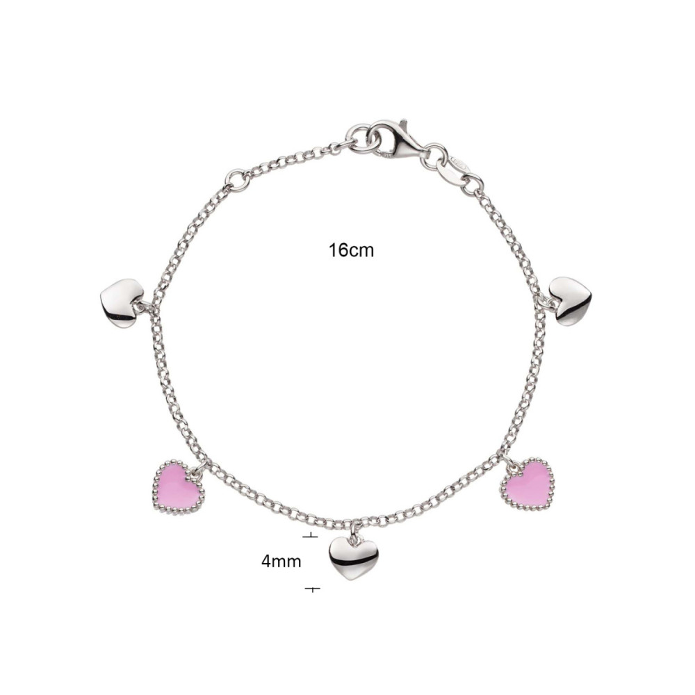 glow-104-0695-16-schakelarmband-zilver-roze-hartjes-emaille-4-mm-hoog-lengte-14-16-cm