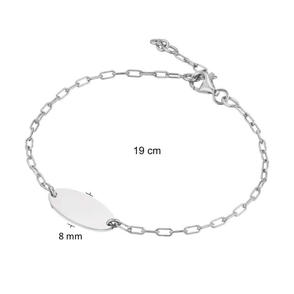 glow-104-2384-19-plaatarmband-zilver-ovale-glanzende-hanger-8-mm-hoog-lengte-19-cm