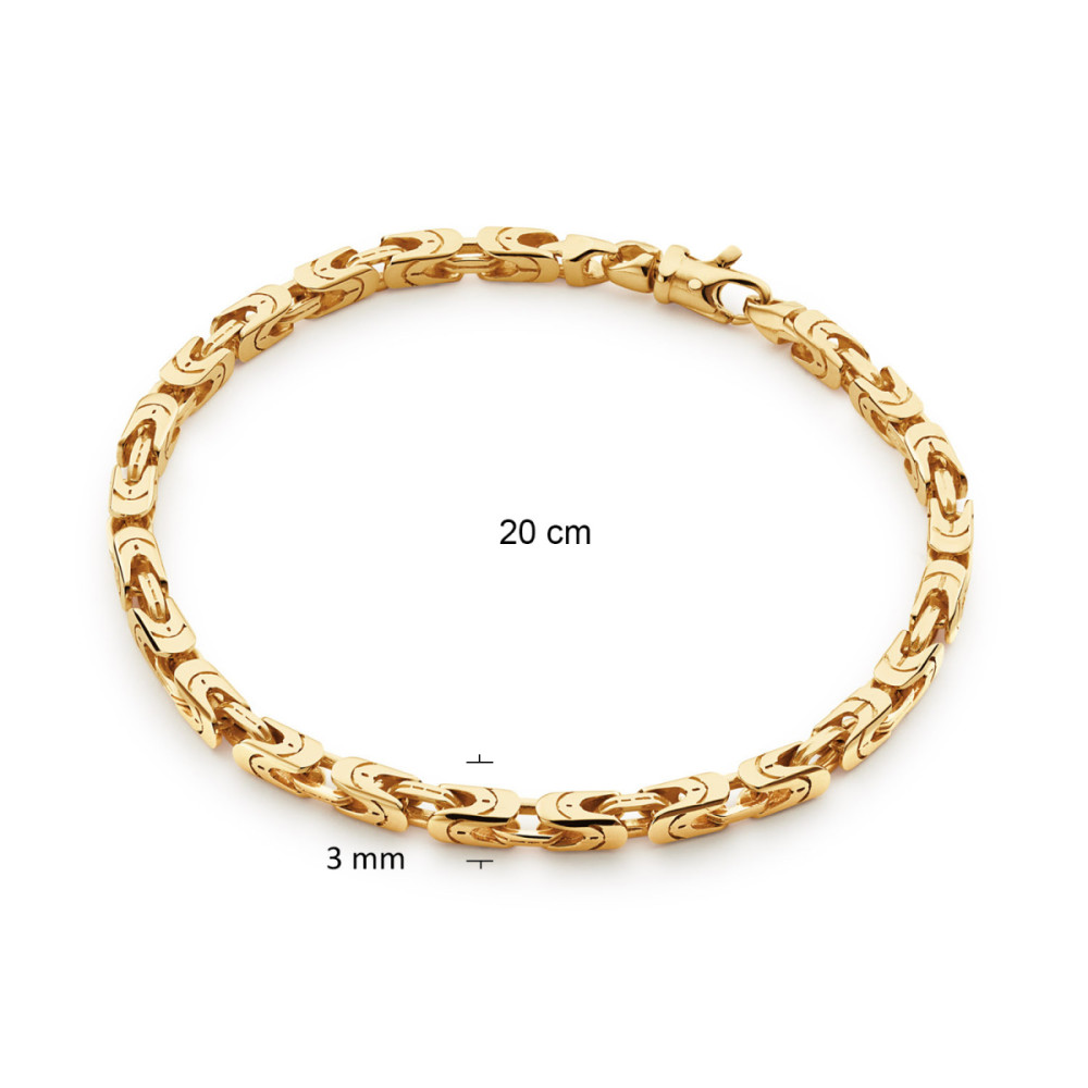 glow-104-8256-20-schakelarmband-zilver-gold-plated-koningsschakel-glanzend-3-mm-breedte-lengte-20-cm