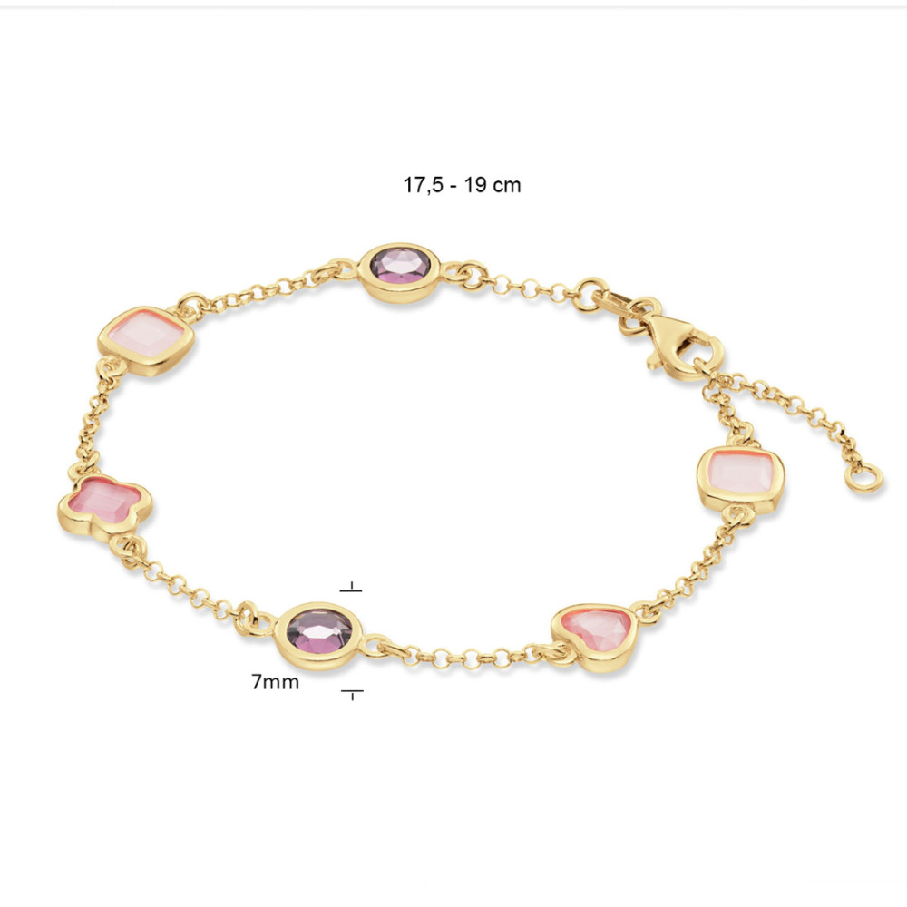 glow-104-8625-19-armband-met-hanger-glanzend-gold-plated-zirkonia-roze-paars-7-mm-breedte-lengte-17-5-19-5-cm