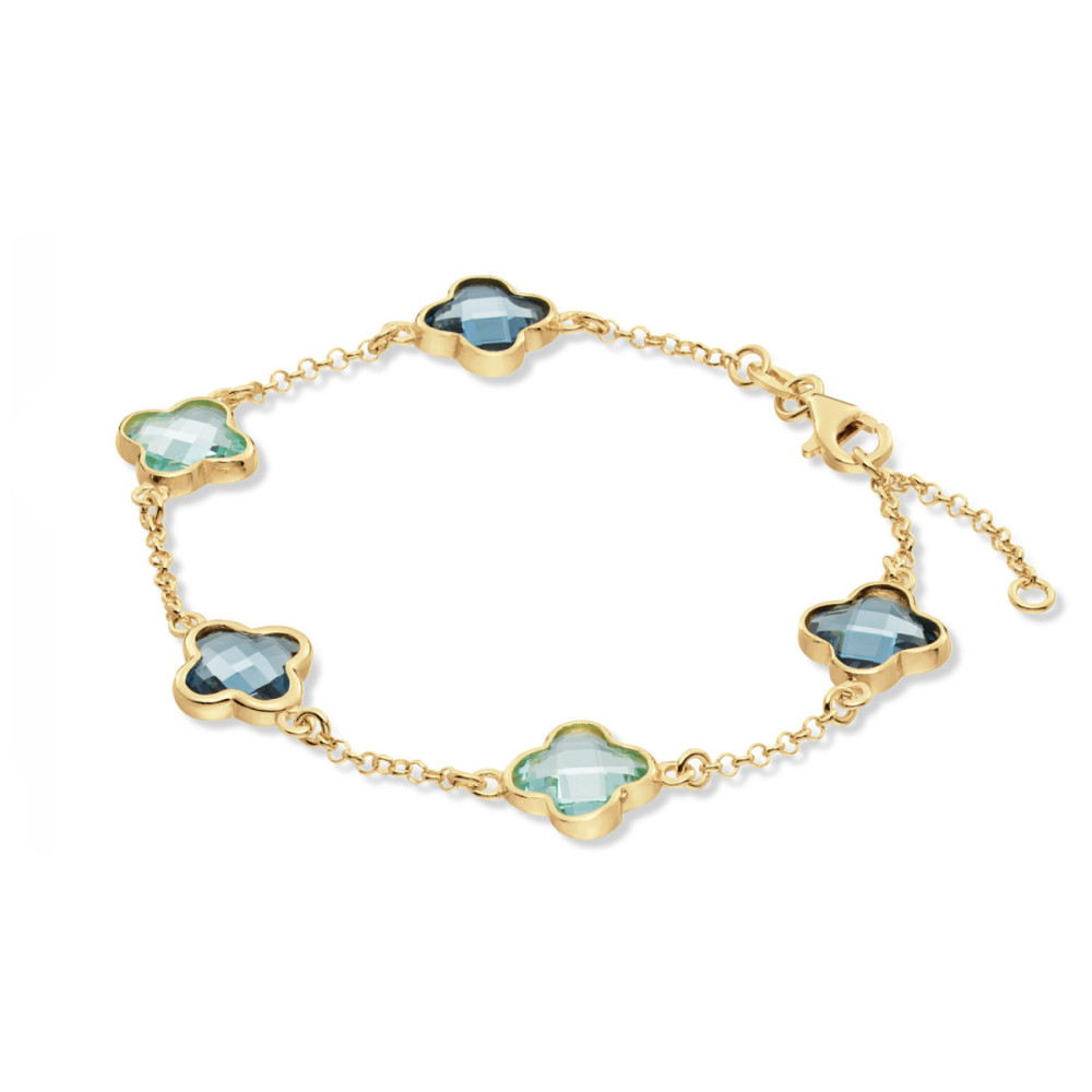 glow-104-8627-19-armband-met-hanger-gold-plated-bloem-bladvorm-zirkonia-blauw-10-mm-breed-lengte-17-5-19-cm