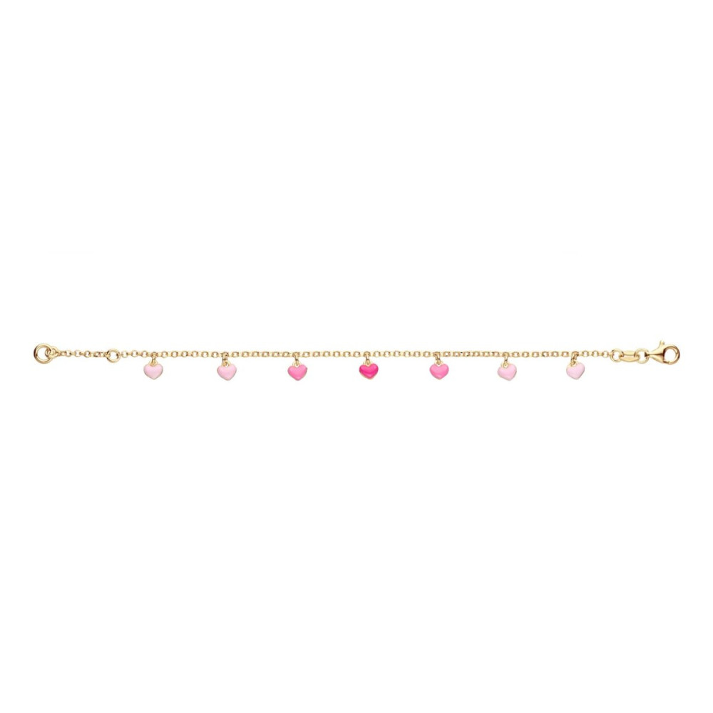 glow-104-8692-16-armband-met-hanger-kinderen-gold-plated-roze-hartjes-4-mm-hoog-lengte-14-16-cm