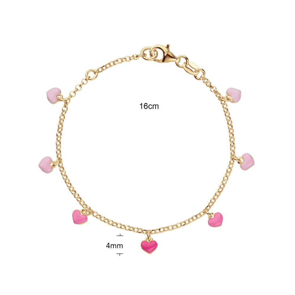 glow-104-8692-16-armband-met-hanger-kinderen-gold-plated-roze-hartjes-4-mm-hoog-lengte-14-16-cm