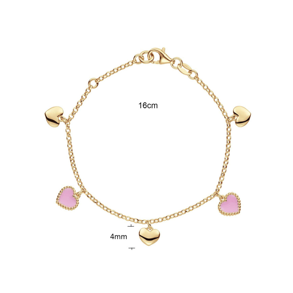 glow-104-8695-16-armband-met-hanger-gold-plated-roze-hartjes-glanzend-jasseron-4-mm-breedte-lengte-14-16-cm