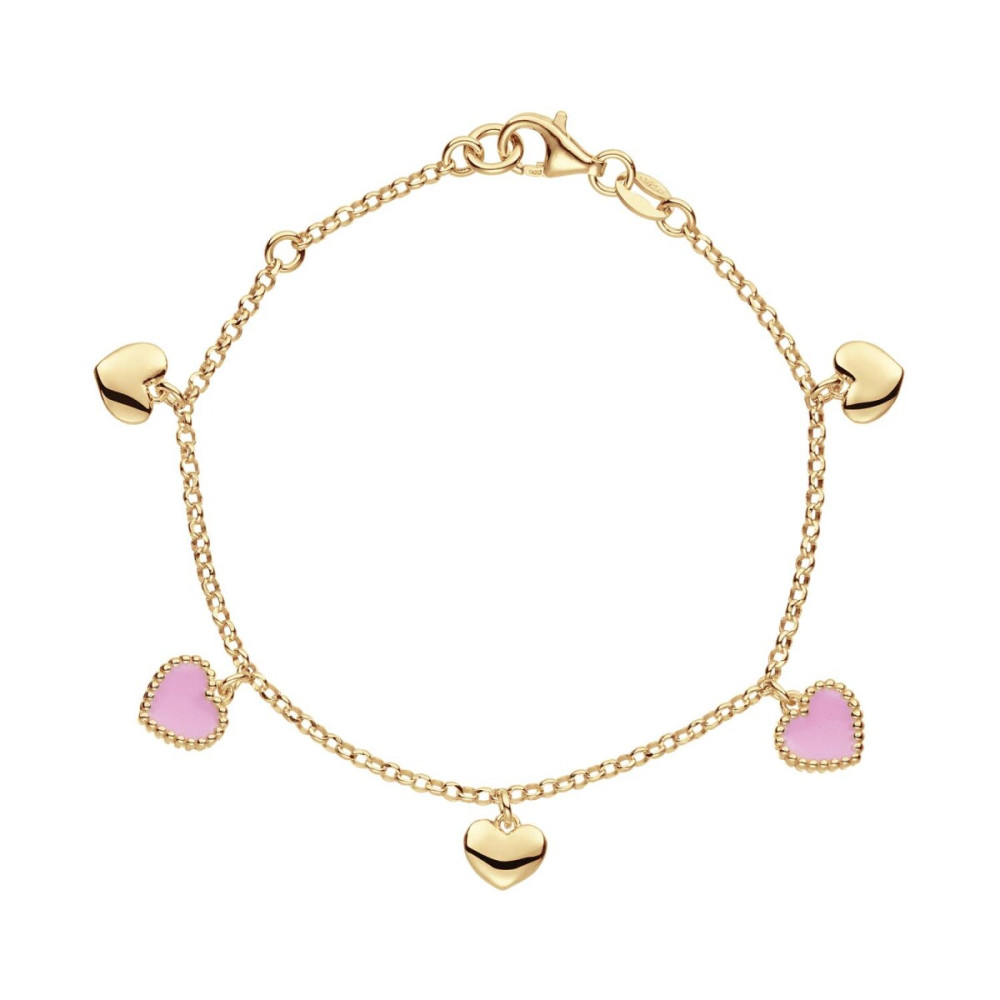 glow-104-8695-16-armband-met-hanger-gold-plated-roze-hartjes-glanzend-jasseron-4-mm-breedte-lengte-14-16-cm