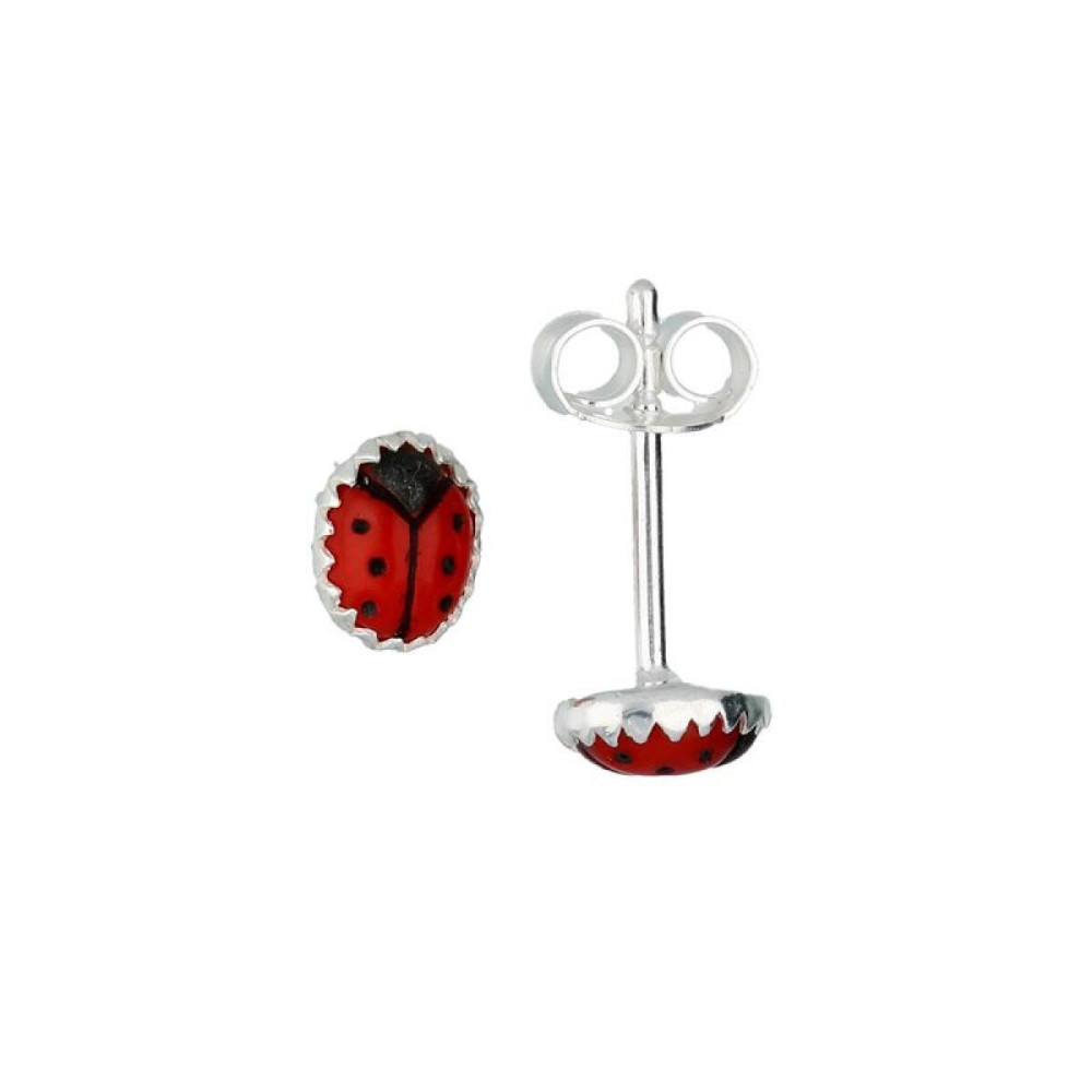 glow-106005100-oorknopjes-lieveheersbeestje-zilver-rood-emaille-glanzend-5-mm-breed