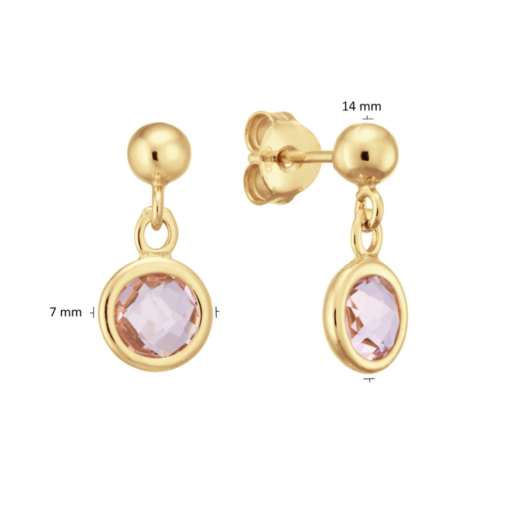 glow-106862100-oorhangers-verguld-roze-zirkonia-rond-glanzend-7-mm-breed-x-14-mm-hoog