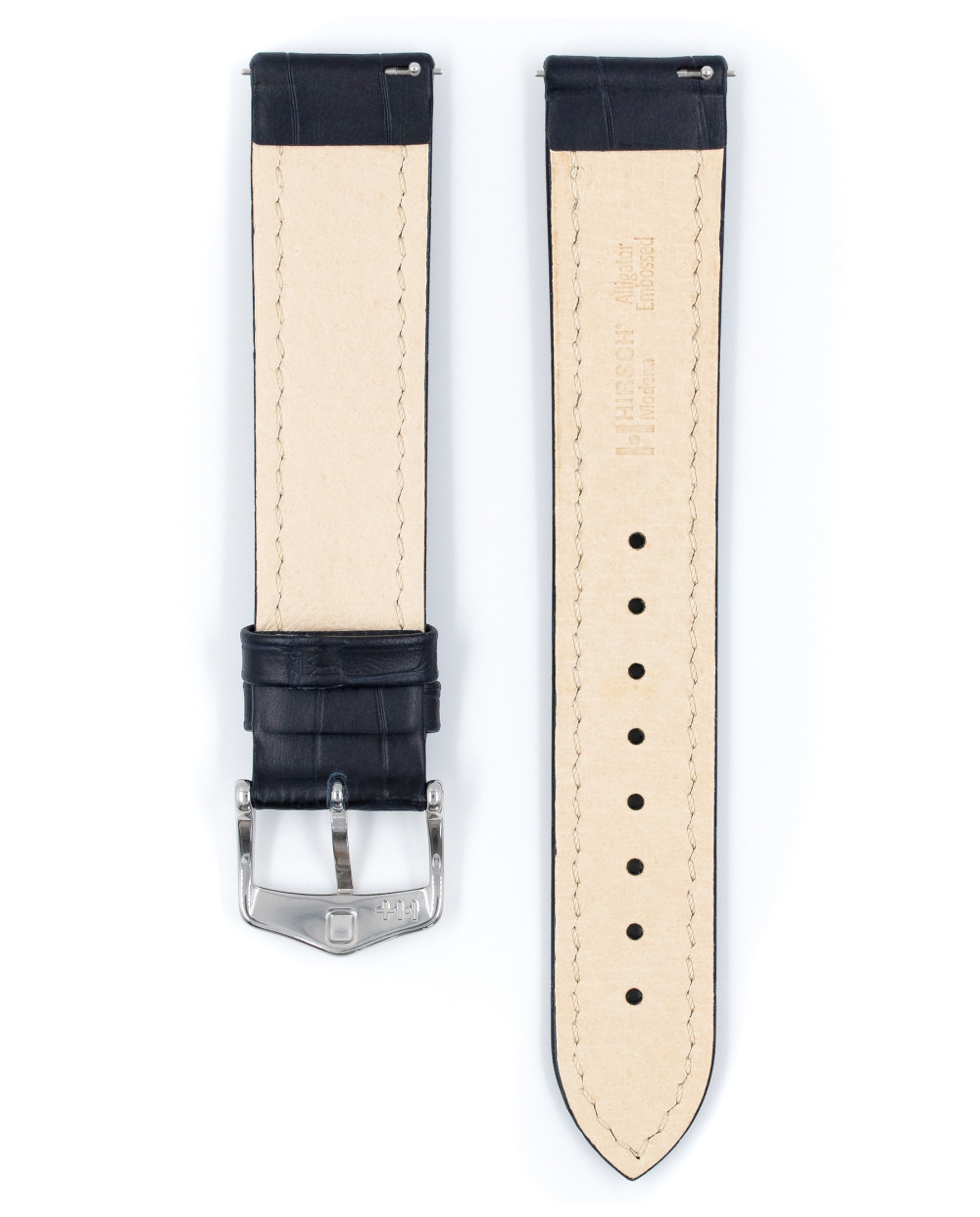 hirsch-modena-10302880-2-horlogeband-blauw-leer-beige-zilverkleurig-18-24-mm-breed