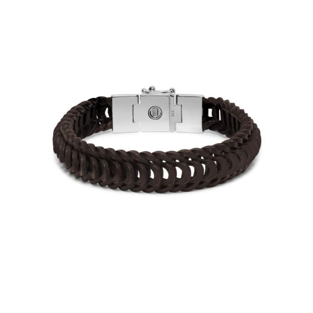 buddha-to-buddha-122br-lars-donkerbruine-leren-vossenstaart-armband-met-zilverkleurige-accenten