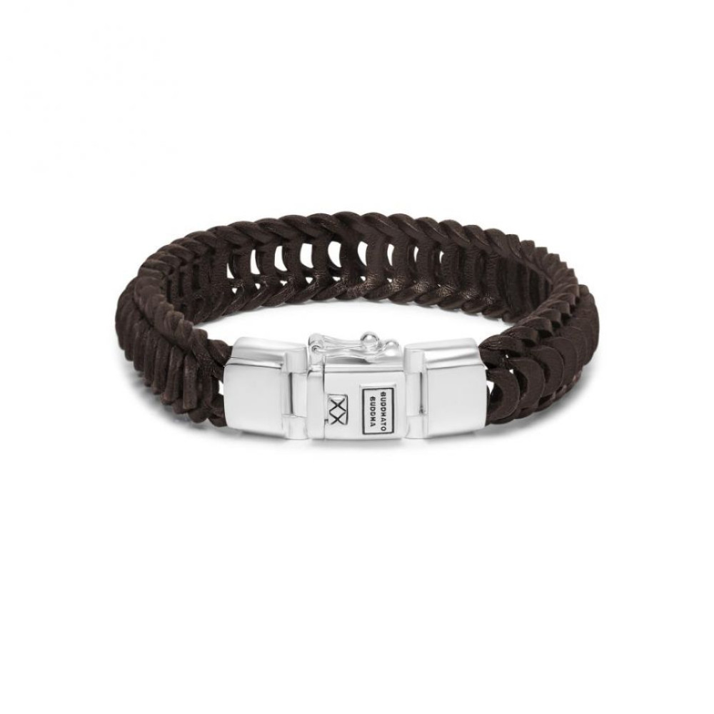 buddha-to-buddha-122br-lars-donkerbruine-leren-vossenstaart-armband-met-zilverkleurige-accenten