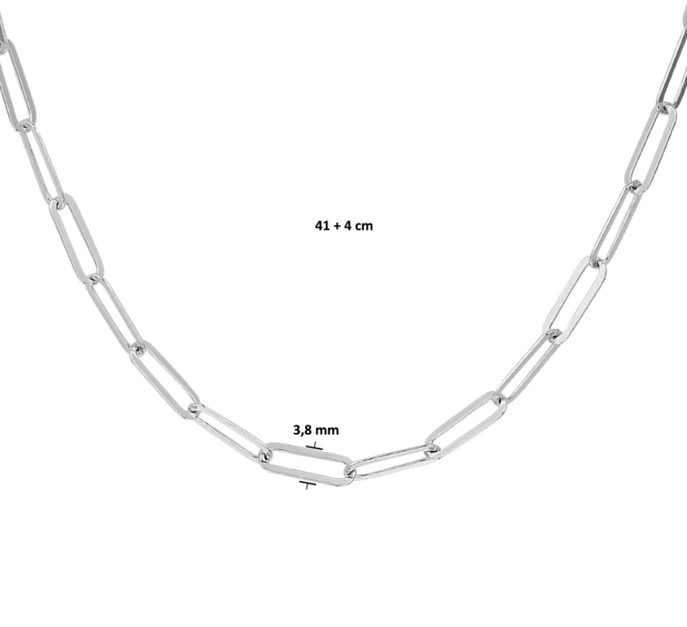 paperclip-3-8-mm-collier-zilver-zonder-hanger-lengte-verstelbaar-41-45-cm