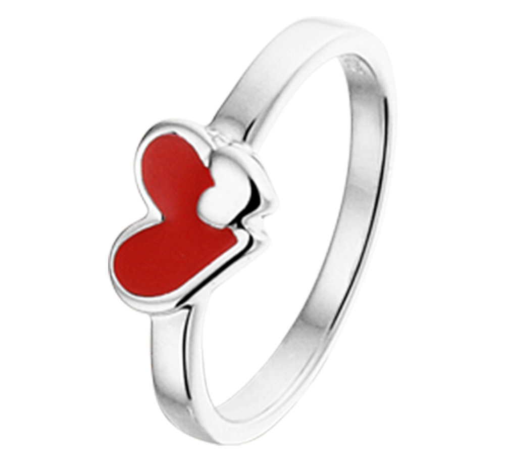zilveren-hartjesring-met-rood-emaille-en-liefdethema