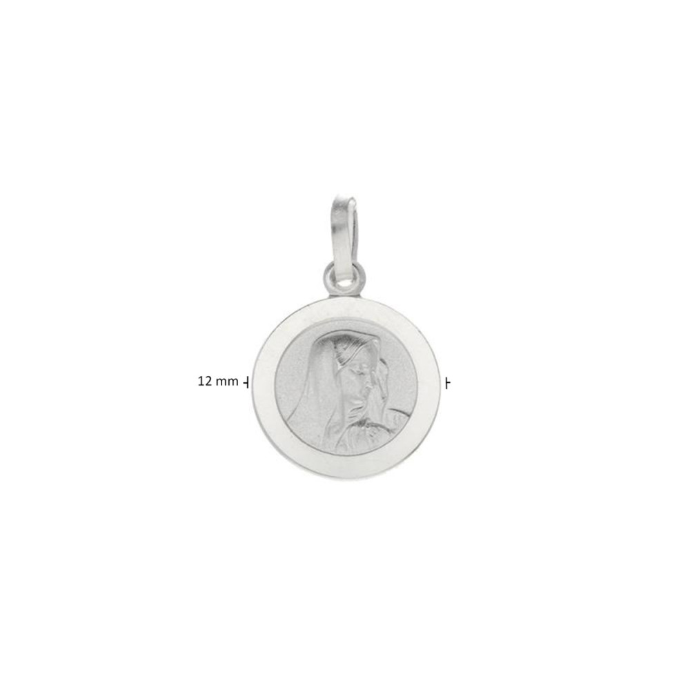 glow-147-0018-12-hanger-zilveren-ronde-medaillon-met-matte-maria-afbeelding-12-mm-diameter