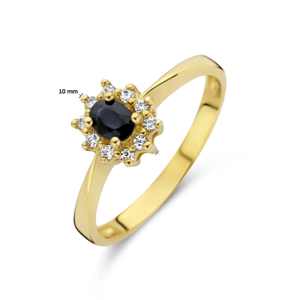 ronde-entourage-halo-ring-van-14-karaat-goud-met-ovale-blauwe-saffier-en-zirkonia-stenen