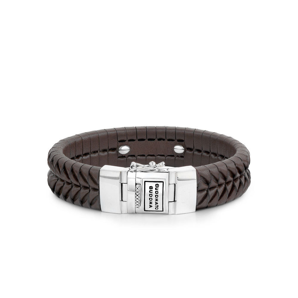 buddha-to-buddha-161br-komang-leren-slavenarmband-met-gevlochten-patroon-en-zilverkleurige-accenten