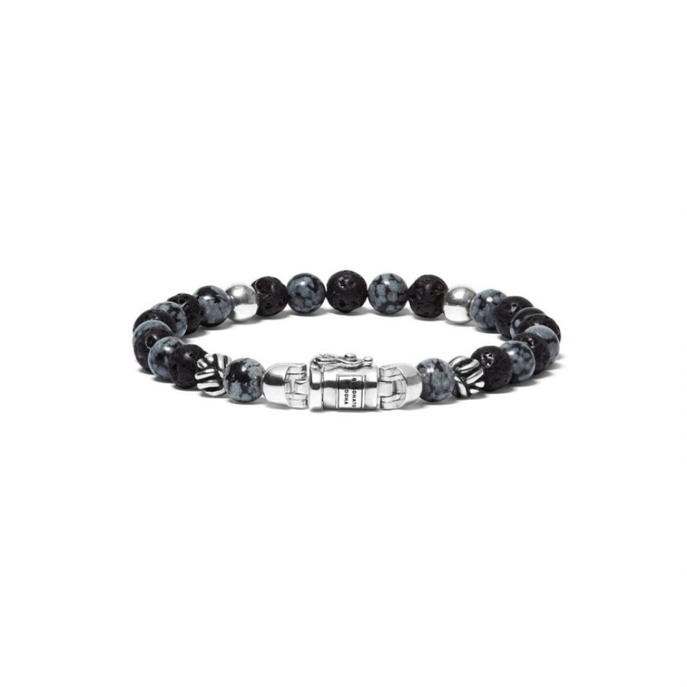 buddha-to-buddha-189sn-spirit-zilveren-kralenarmband-met-lavastenen-en-sneeuwvlok-obsidiaan