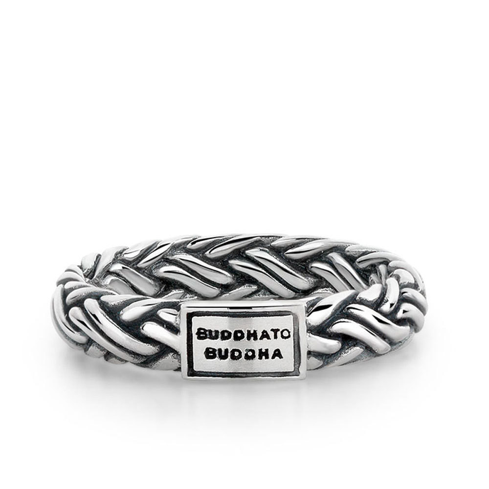 buddha-to-buddha-605-katja-xs-zilveren-gevlochten-schakelring-met-gegraveerd-plaatje