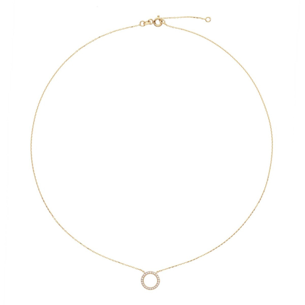 glow-202-0023-45-ketting-met-hanger-14-karaat-goud-zirkonia-10-mm-diameter-lengte-42-5-45-cm
