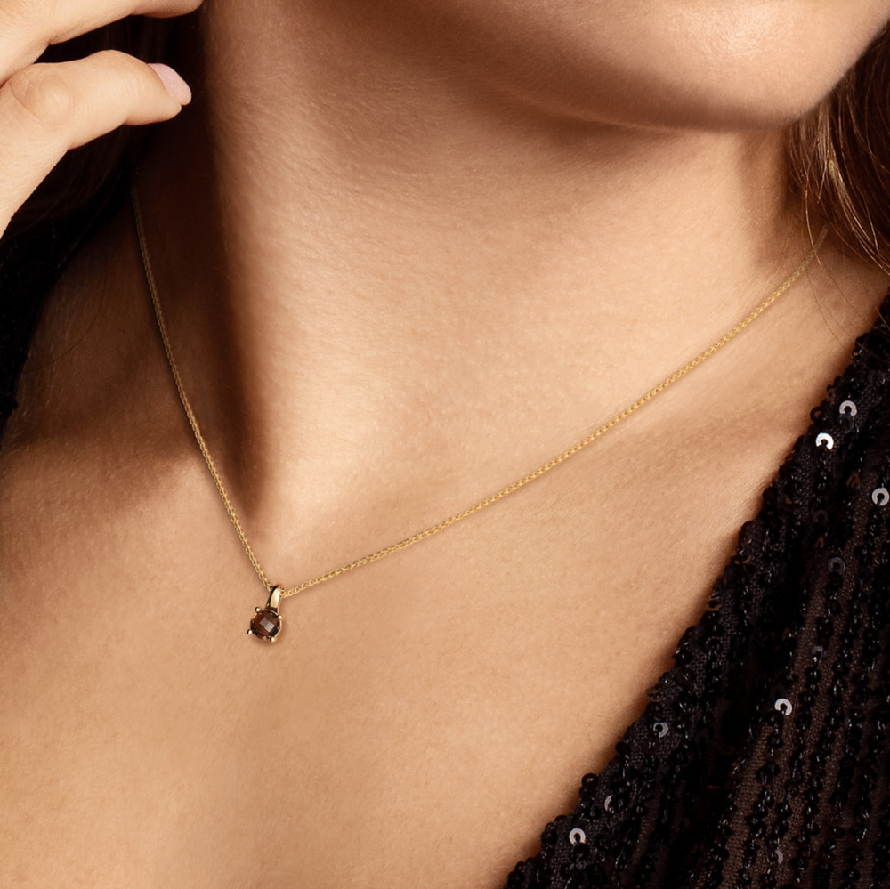 glow-202-2303-45-ketting-met-steen-goud-rookkwarts-briljant-6-mm-diameter-lengte-45-cm