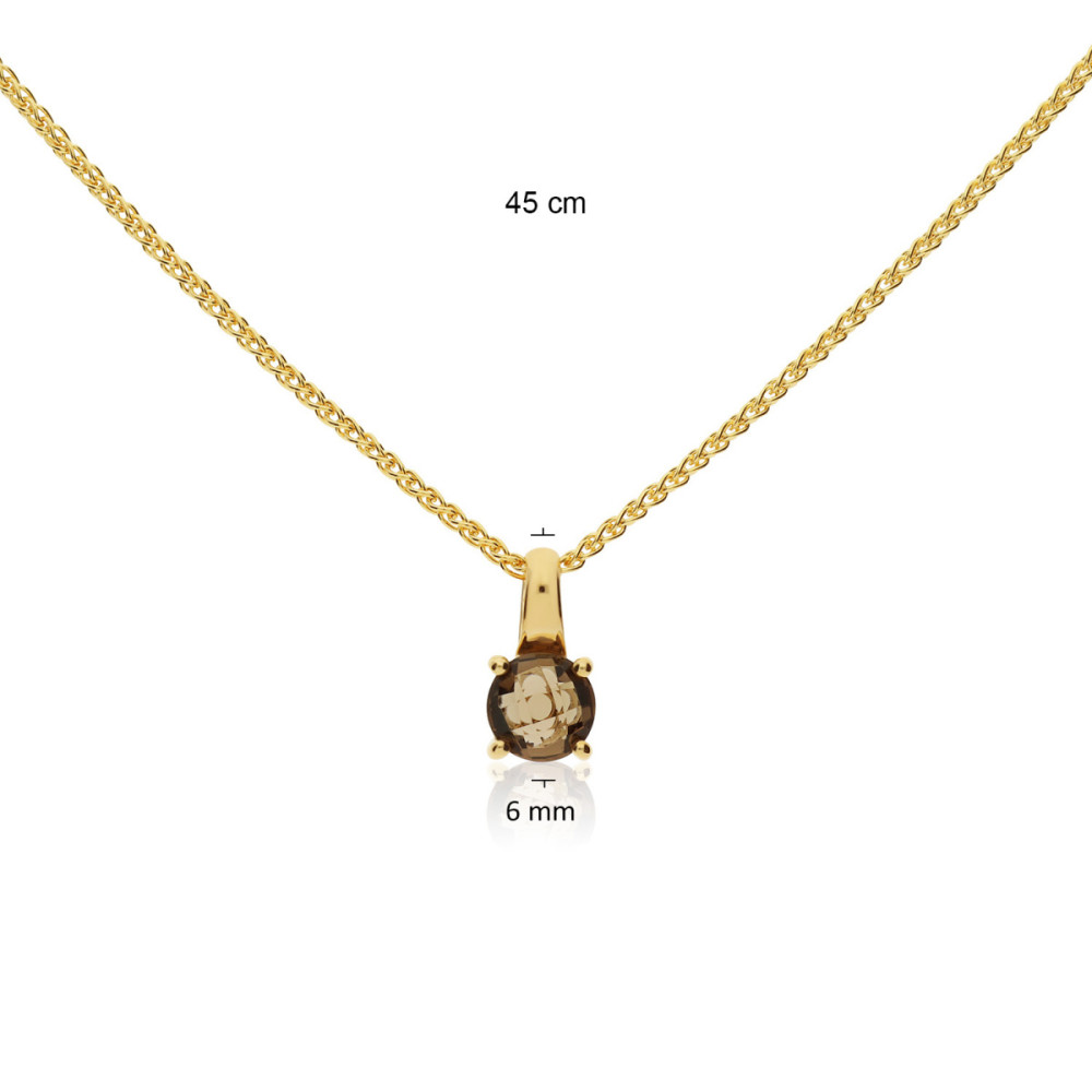 glow-202-2303-45-ketting-met-steen-goud-rookkwarts-briljant-6-mm-diameter-lengte-45-cm