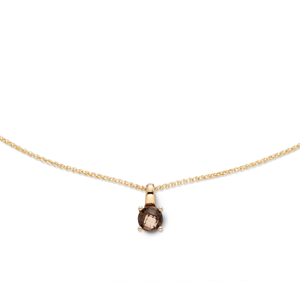 glow-202-2303-45-ketting-met-steen-goud-rookkwarts-briljant-6-mm-diameter-lengte-45-cm