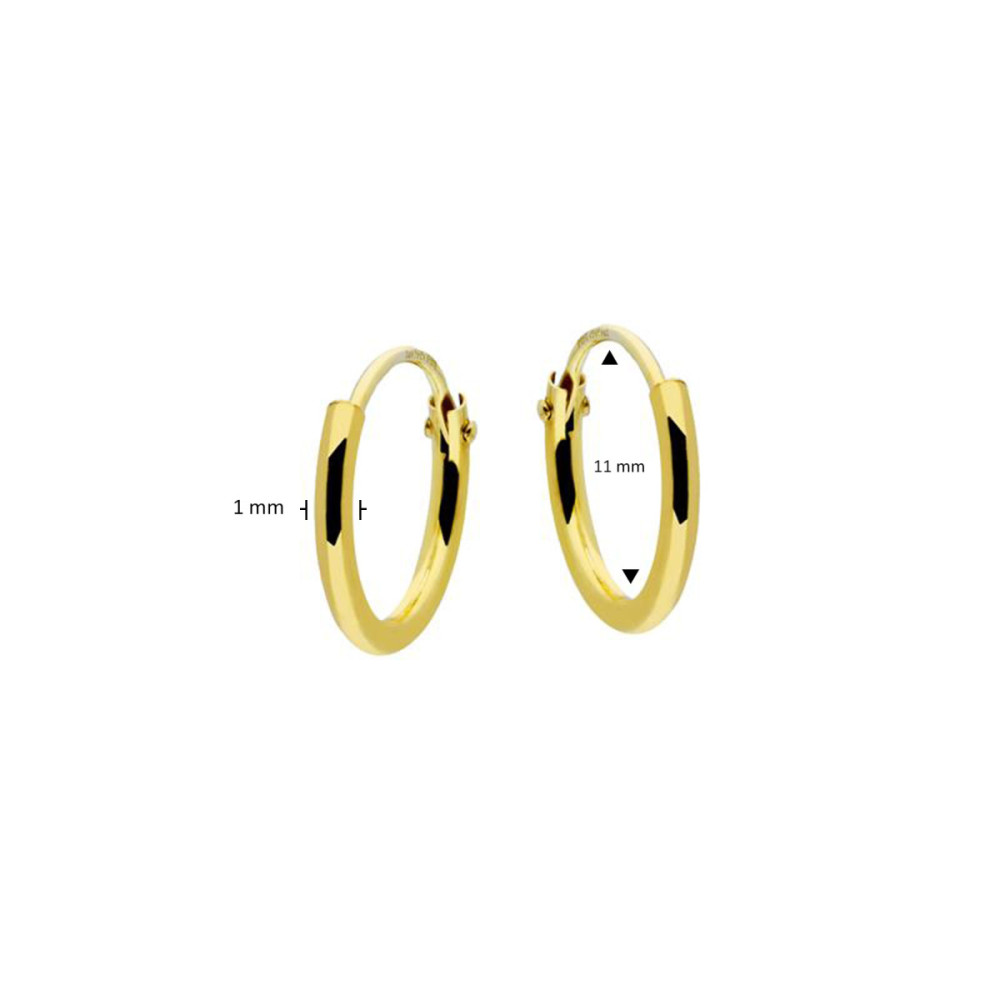 glow-207000211-oorringen-dames-goud-glanzend-rond-klassiek-1-mm-breed-x-11-mm-diameter