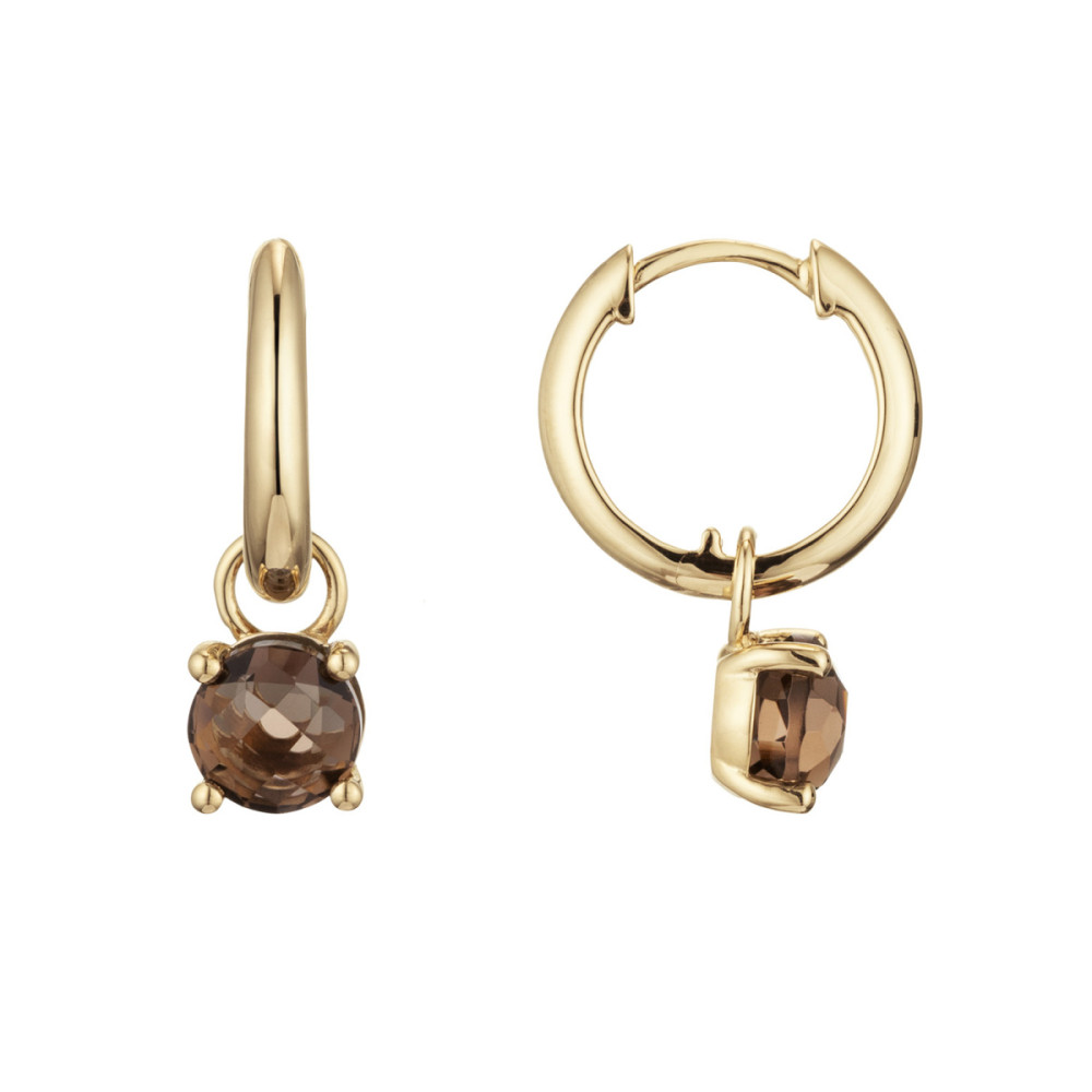 glow-207230300-klapoorringen-14-karaat-gouden-rookkwarts-bruine-steen-16-mm
